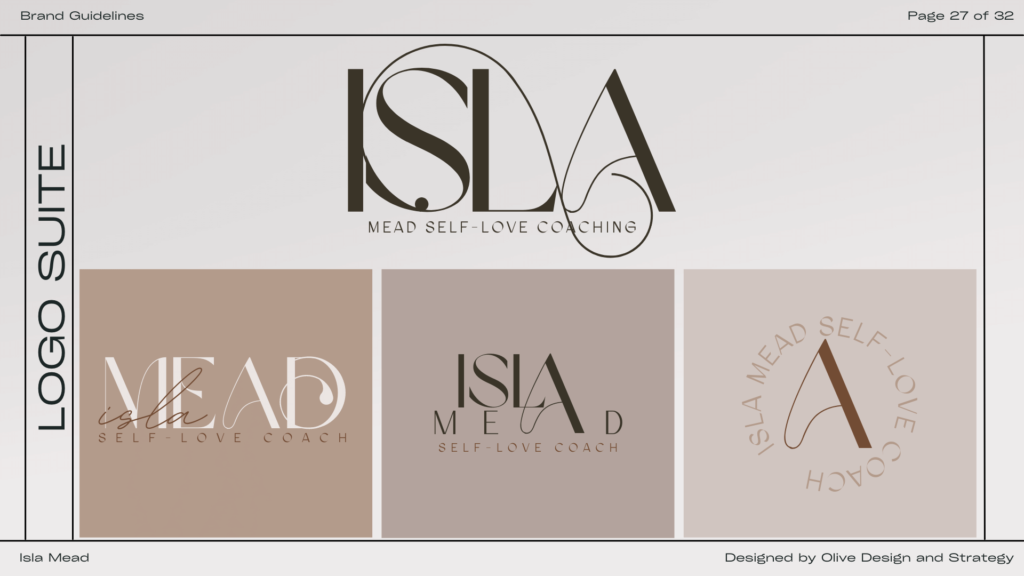 Brand strategy and brand identity showing a logo suite for Isla Mead