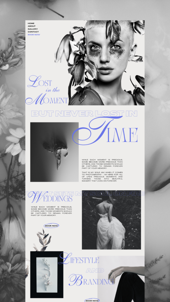 Modern and feminine photography web design layout