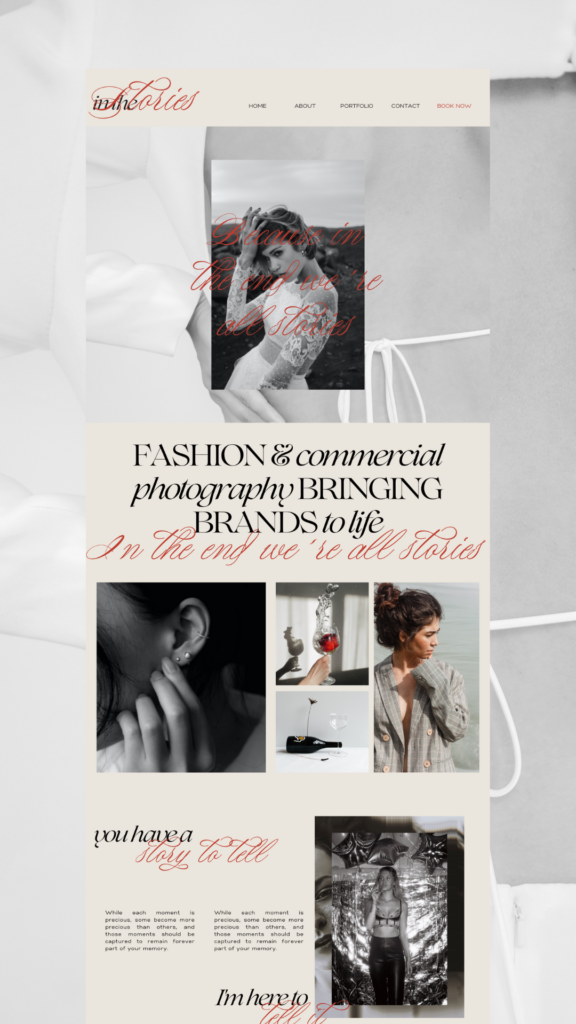 Classic with a modern twist photography website design